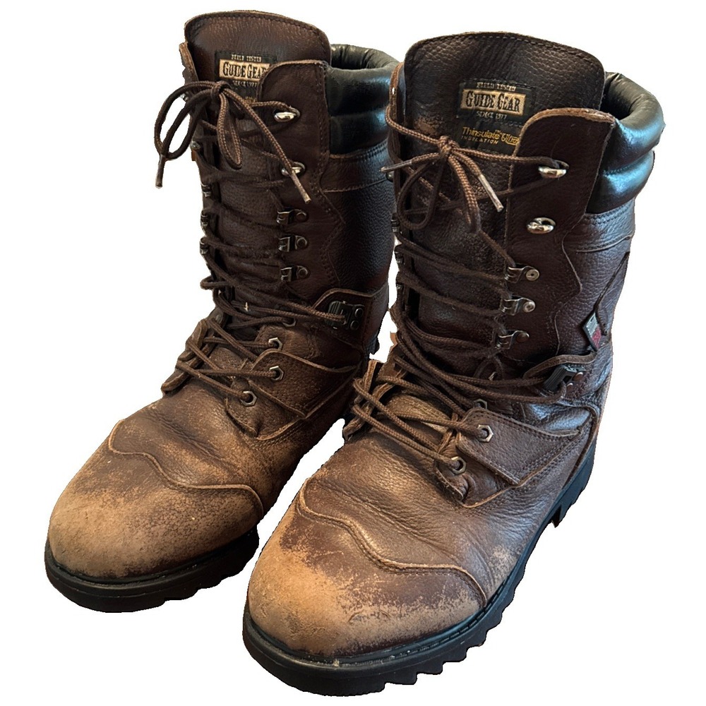 Guide Gear Men's 10.5 Brown Leather Waterproof Insulated Hunting Work Boots
